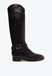 Bota Preta Arezzo Couro Cano Longo Montaria Savannah
