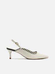 SCARPIN OFF-WHITE AREZZO COURO SLINGBACK COSTURA