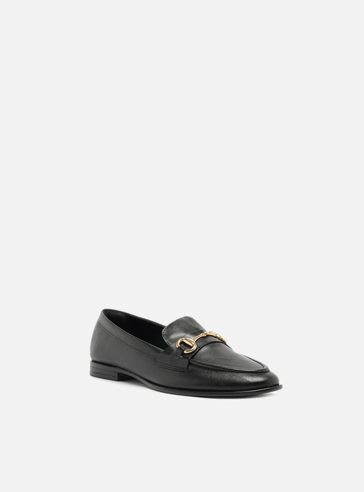 Mocassim Preto Couro Bico Fino Bridão