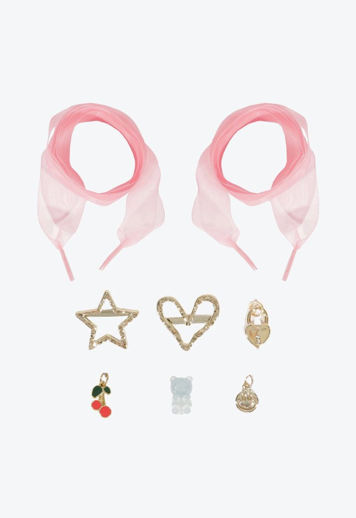 Kit de Personalização com Pingentes e Cadarço Cereja Rosa