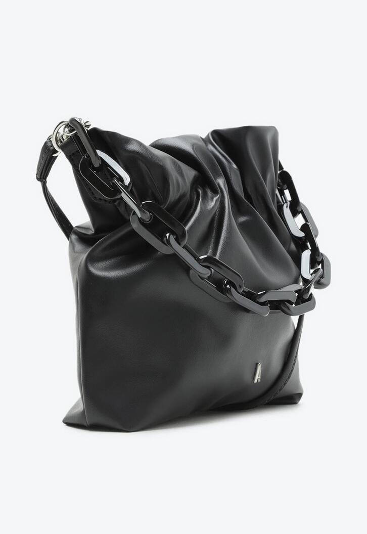Bolsa Bucket Preta Franzida Média