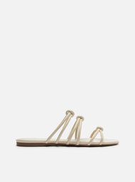 Rasteira Branca Arezzo Tiras Duplas Nós