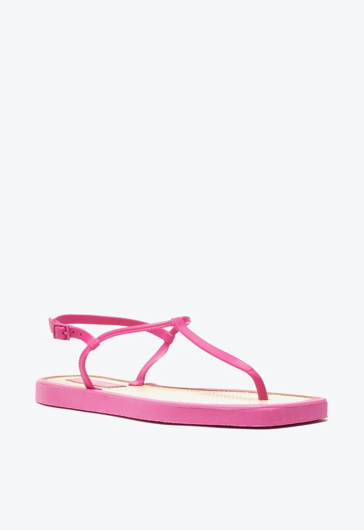Sandália Rasteira Rosa Brizza Slim Square Palmilha