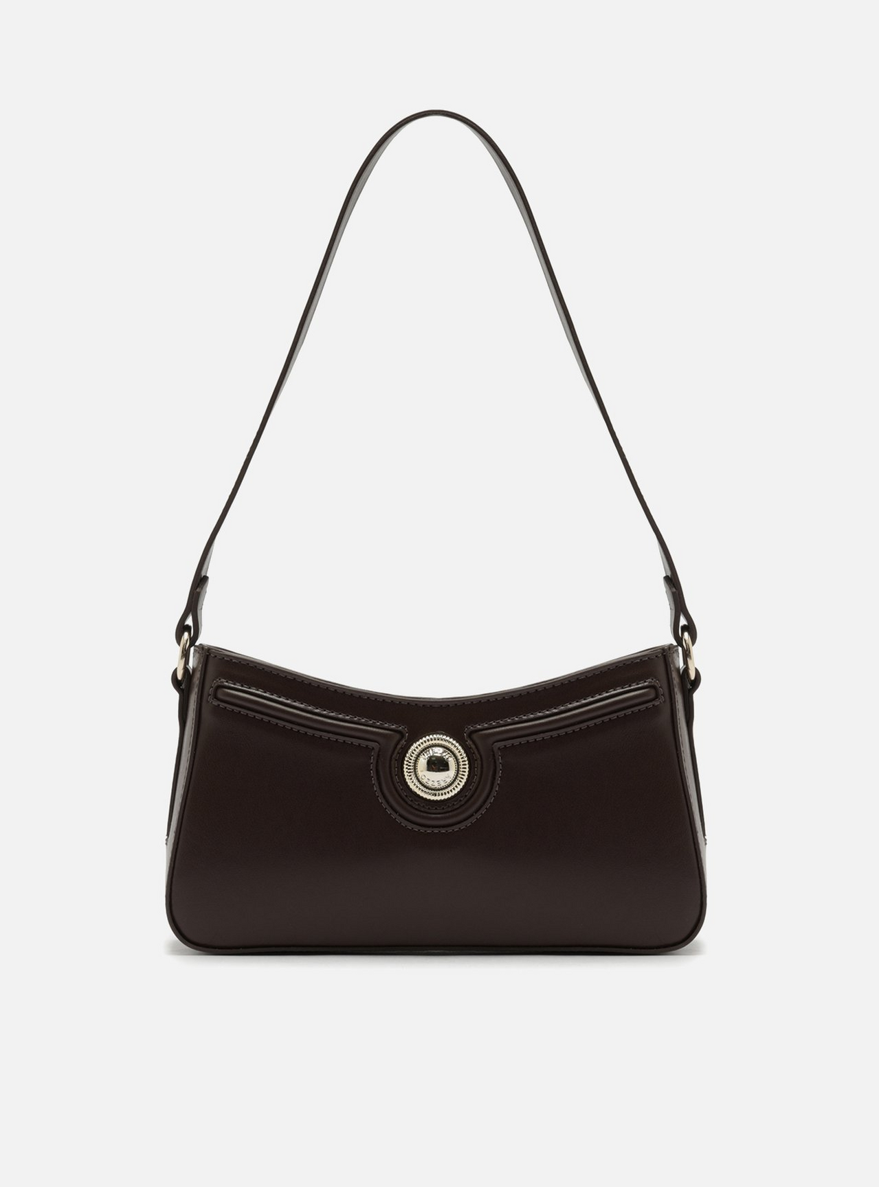 Bolsa Shoulder Marrom Média Detalhe Metal | ZZ MALL