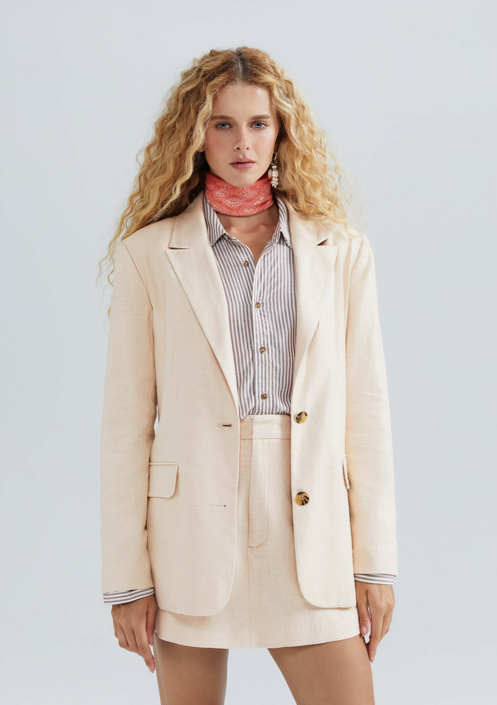 Blazer Nude Hering Feminino Em Viscolinho