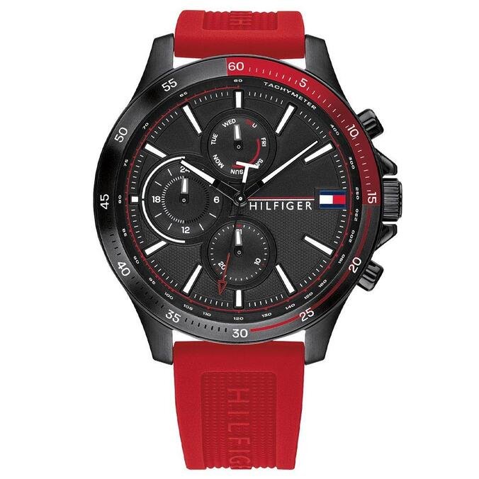 Relógio tommy hilfiger masculino borracha vermelha Clearance