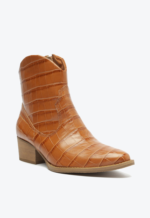 Bota Souli Couro Croco Marrom