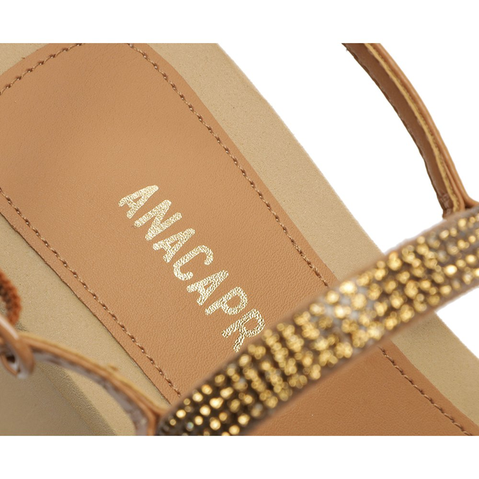 Sandália Flatform Marrom Liz Tiras Brilho Glam