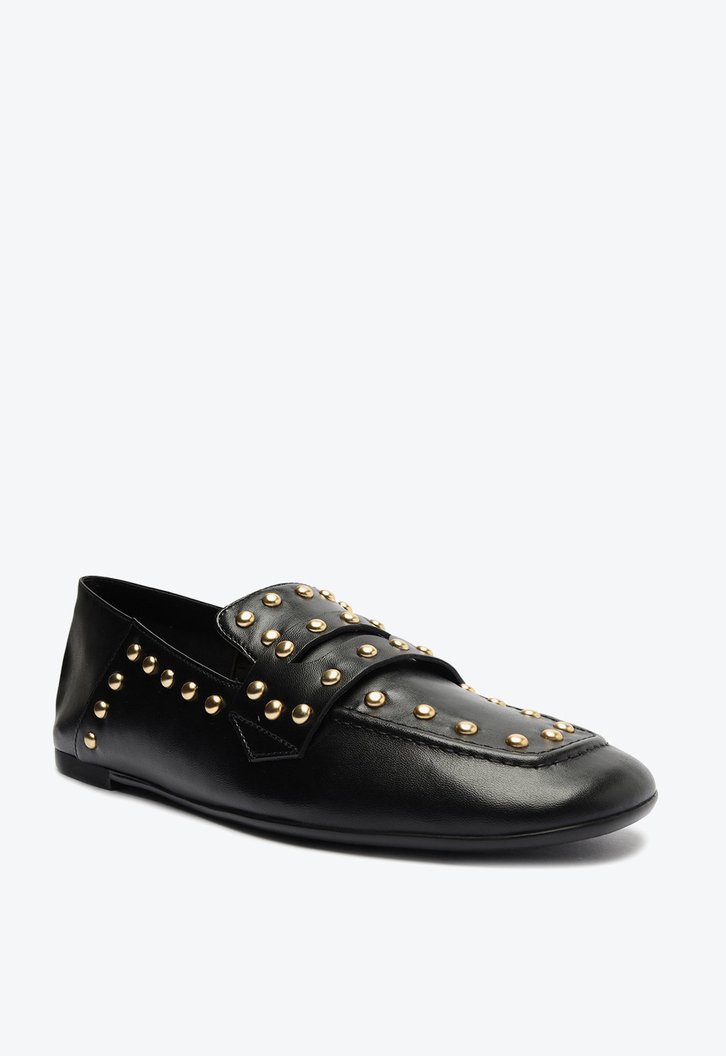 SAPATO MOCASSIM PRETO SCHUTZ BAIXO COURO TACHAS
