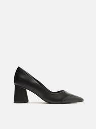 Scarpin Preto Arezzo Couro Salto Bloco Geométrico