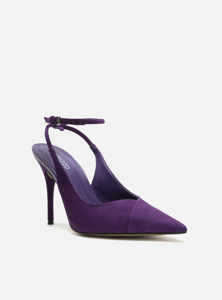 Scarpin Roxo Arezzo Nobuck Salto Fino Tira