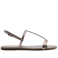 Sandália Rasteira Tiras Finas Prateada