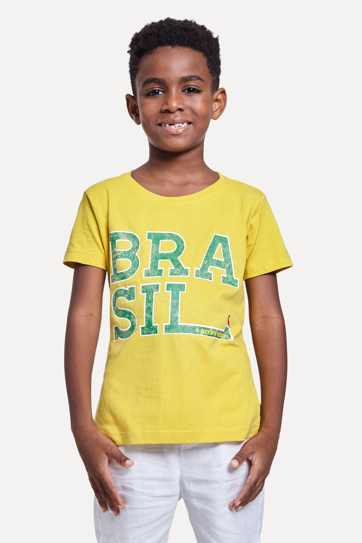 CAMISETA AMARELA RESERVA MINI ESTAMPADA BRASIL