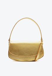 Bolsa Tiracolo Dourada Schutz Média Baguette Esther Couro
