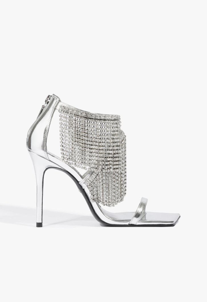 Sandália Prata Schutz Kendall Shine Camurça | ZZ MALL