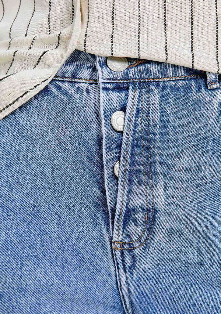 Calça Jeans Azul Feminina Reta Cintura Alta