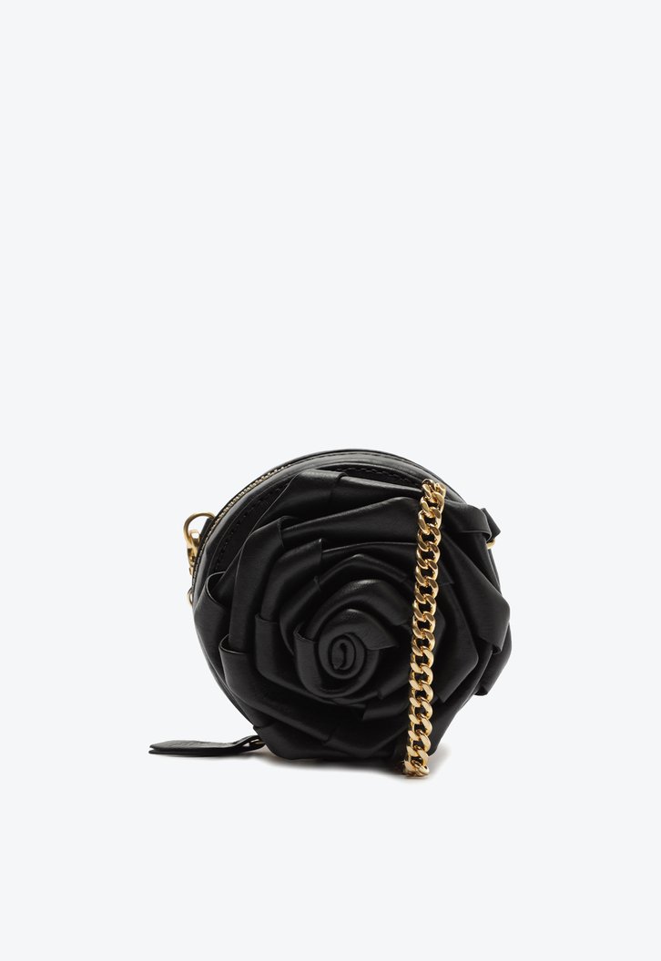 Bolsa Preta Schutz Transversal Flor Couro