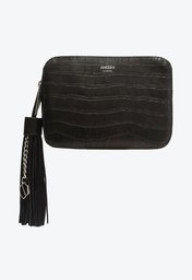 Bolsa Tiracolo Preta Arezzo Croco Pequena Barbicacho