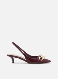 Scarpin Vermelho Salto Kitten Slingback Elos