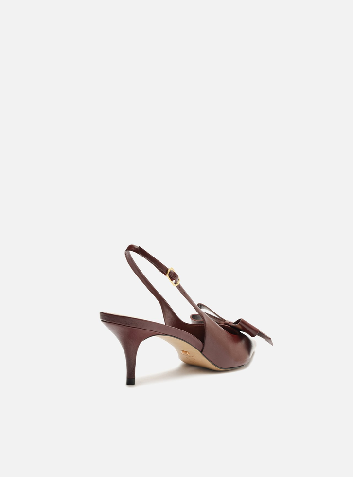 Scarpin Vermelho Arezzo Couro Slingback Laço Lateral