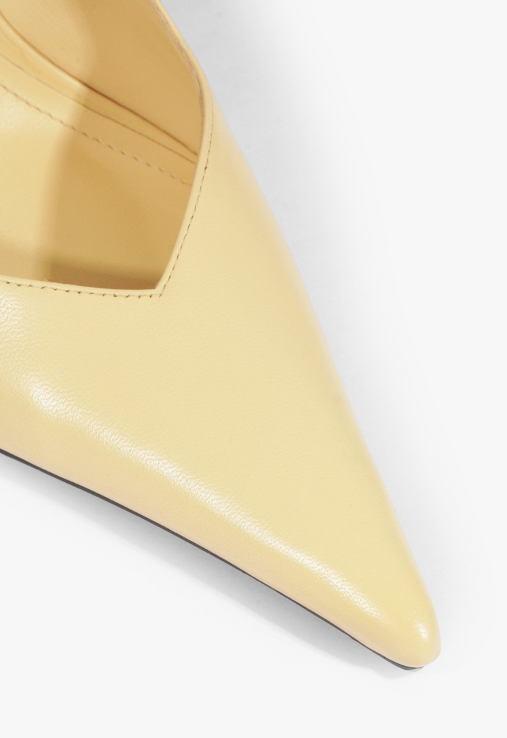 Slingback Couro Salto Alto Fino Bege