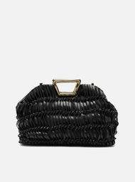 Bolsa Tiracolo Preta Couro Grande Alça Metal