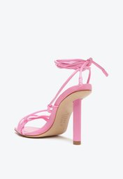 Sandália Rosa Schutz Salto Alto Parys Amarração Brilho | ZZ MALL