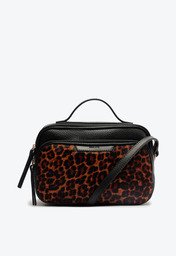 Bolsa Tiracolo Média Franjas Couro Animal Print