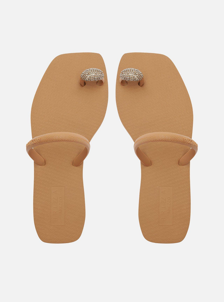 Chinelo de Dedo Marrom Pedraria Brizza