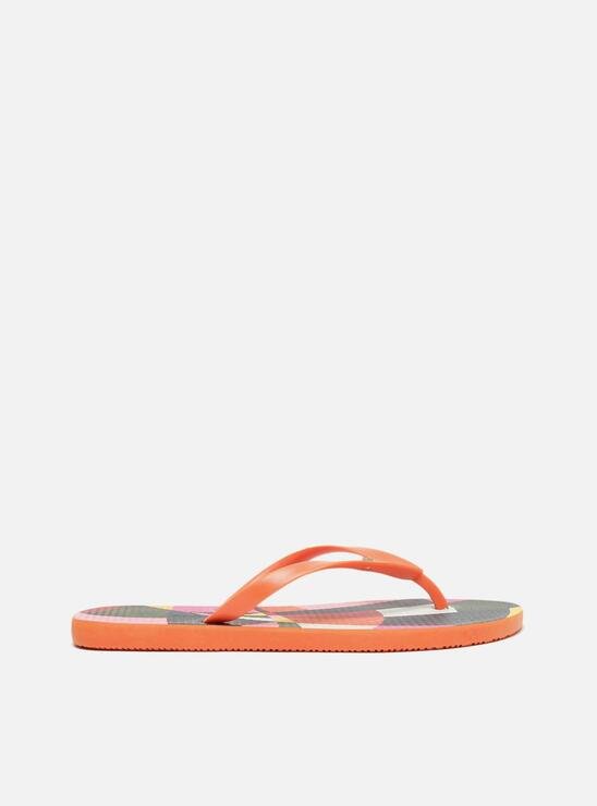 CHINELO LARANJA AREZZO DE DEDO ESTAMPA GEOMÉTRICA ESSENTIAL BRIZZA SCARF.ME