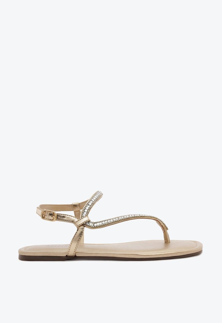 Sandália Tira Assimétrica Glam Dourada