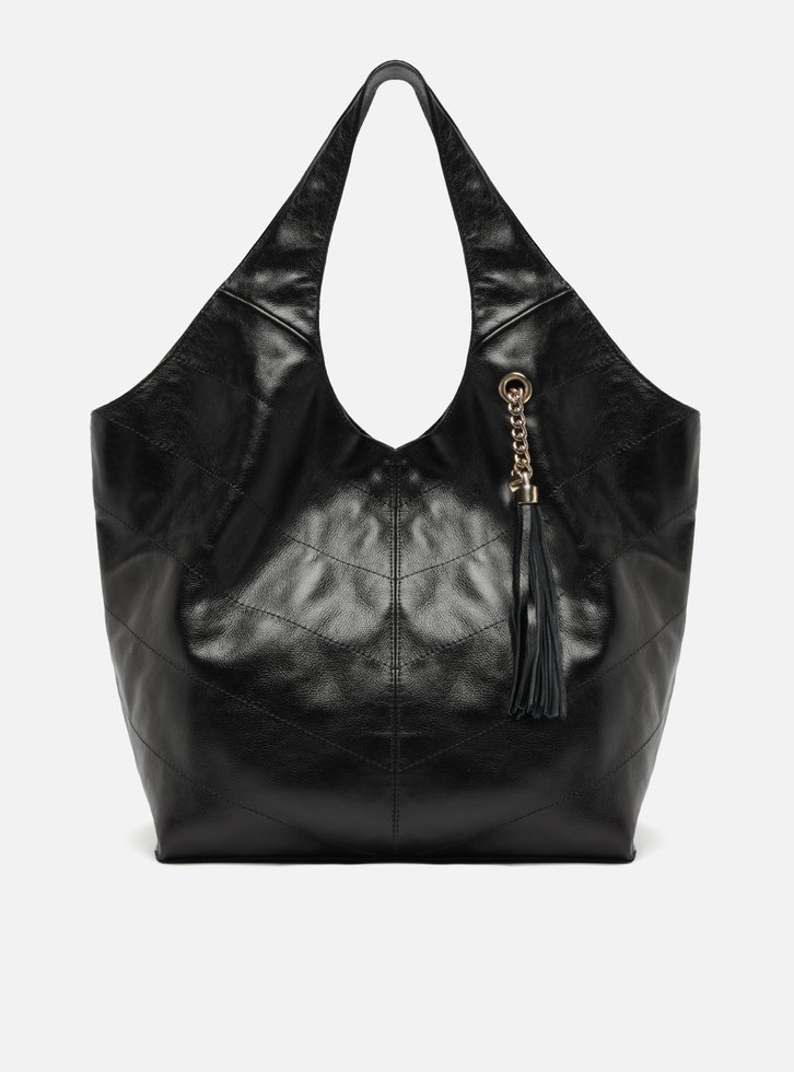 Bolsa Hobo Preta Couro Grande Barbicacho