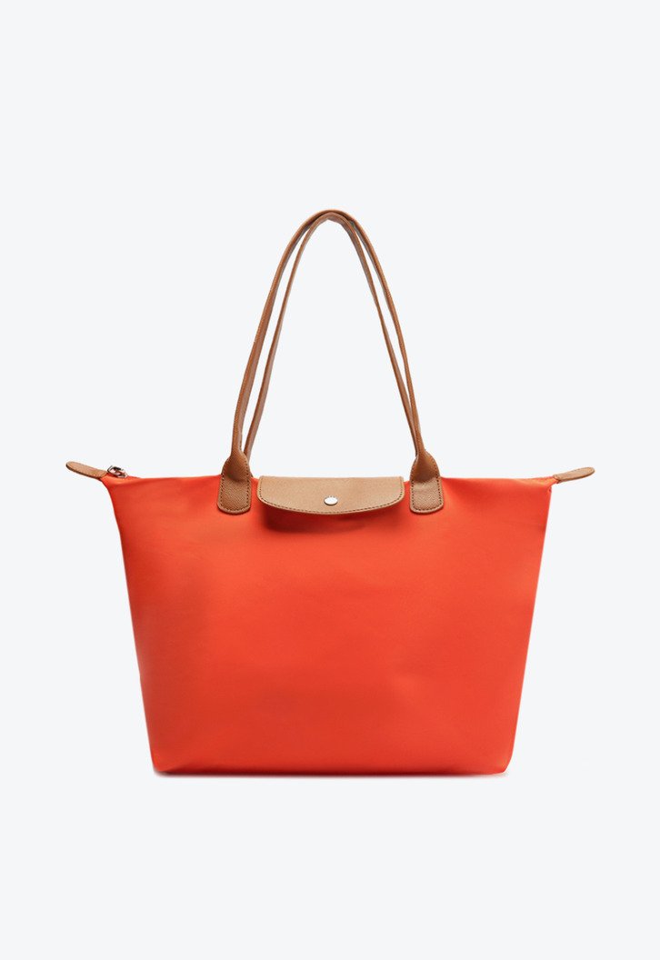 Bolsa Shopping Grande Nylon Botão Laranja