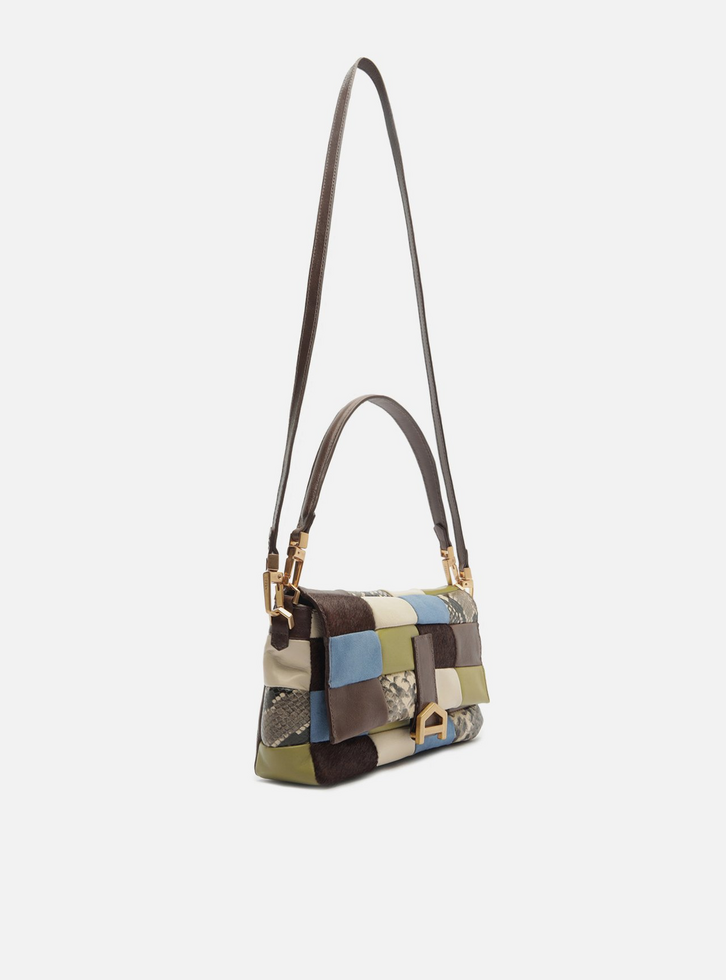 Bolsa Tiracolo Multicolorida Couro Média Fecho Metálico | ZZ MALL