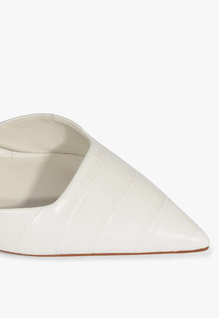 Sapato Scarpin Salto Mid Couro Branco