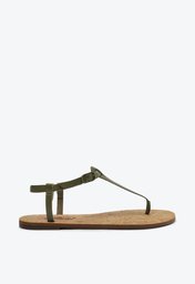 Sandália Rasteira Verde Anacapri Couro Slim
