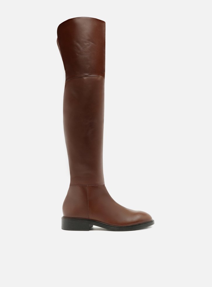 Bota Marrom Arezzo Over The Knee Couro Salto Bloco