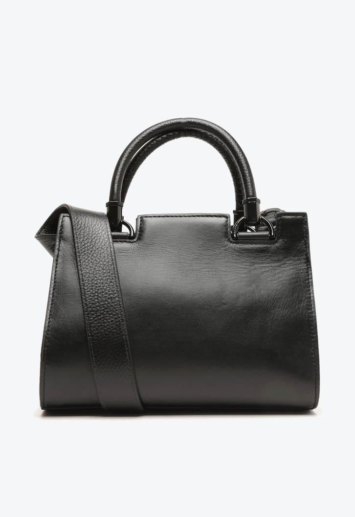 Bolsa Tote Preta Arezzo Média Couro Abbracio