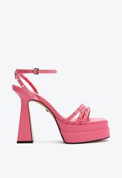 Sandália Meia Pata Rosa Arezzo Bico Quadrado Spikes