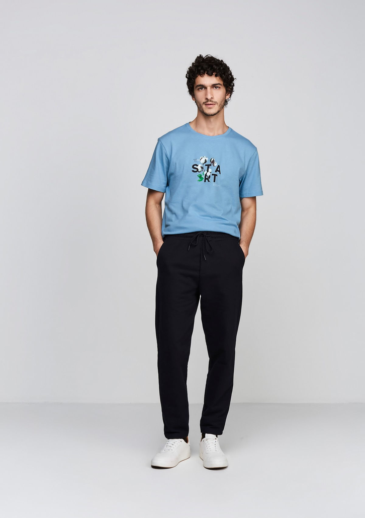 Camiseta Azul Médio Dzarm Manga Curta Decote Redondo