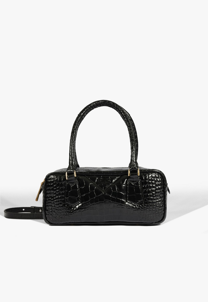 holly_accoブラック1 Bolsa Tote Preta Croco Couro Média | ZZ MALL パンツ
