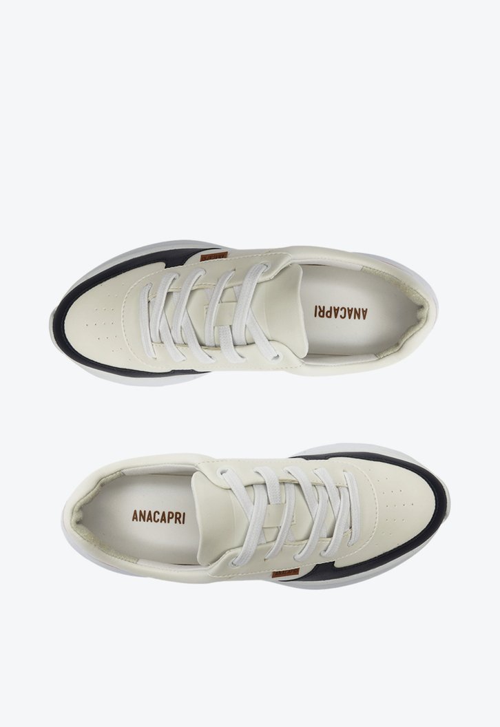 Tênis de Amarrar Branco Sporty Recortes Azul Marinho