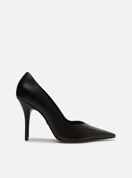 Scarpin Preto Arezzo Couro Salto Alto Fino Bico Fino
