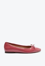 Sapatilha Anacapri Bico Quadrado Verniz Laço Rosa