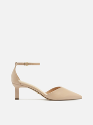 Scarpin Nude Arezzo Salto Baixo Couro