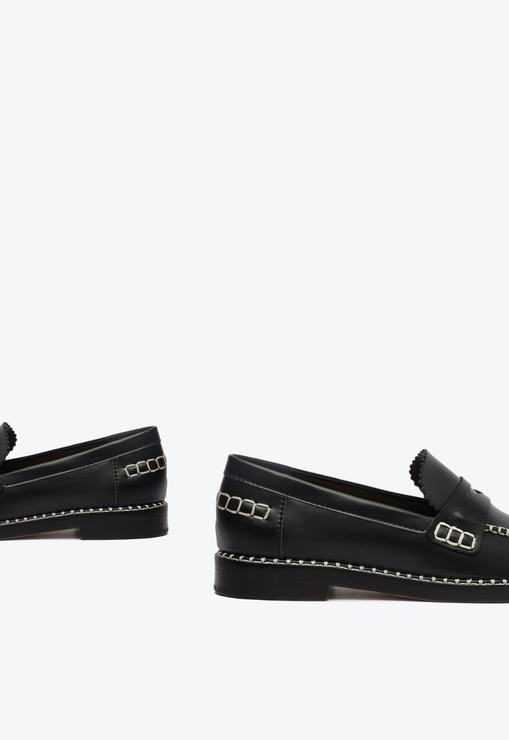 Mocassim Christie Couro Emblem Preto