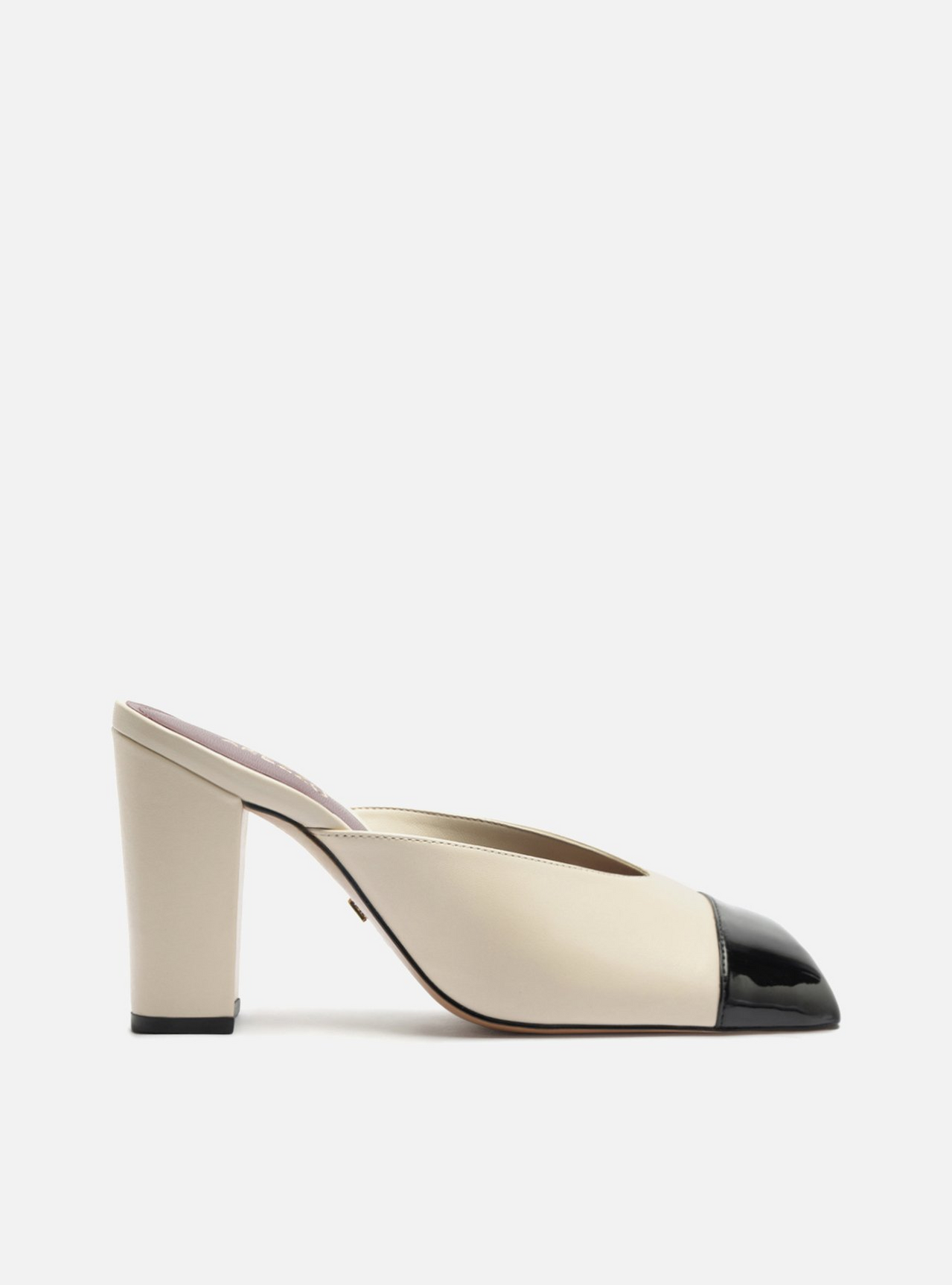 Mule Off-White Salto Bloco Cap Toe Preto | ZZ MALL