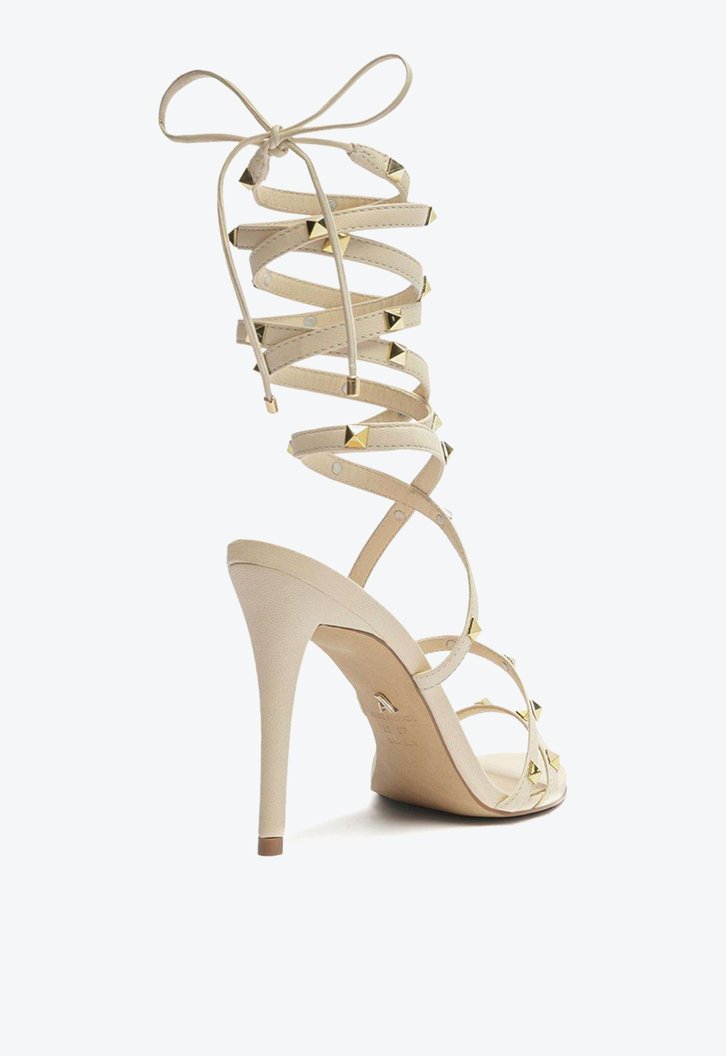 Sandália Gladiadora Off-White Arezzo Couro Salto Fino Ella