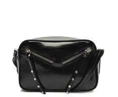 Bolsa Tiracolo Média Fecho Duplo Zíper Preta