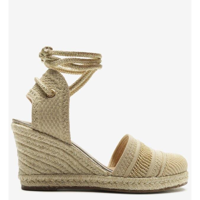 Espadrille Arezzo Bege Knit Salto Anabela | ZZ MALL